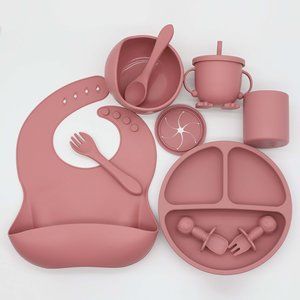 COPY - Silicone Baby Feeding Set 8 pieces including Bib, Forks and Spoons BRAND…